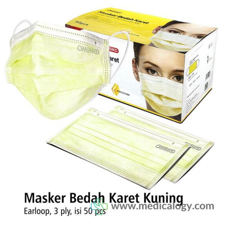 harga Masker Medis Earloop Onemed Kuning isi 50 Pcs