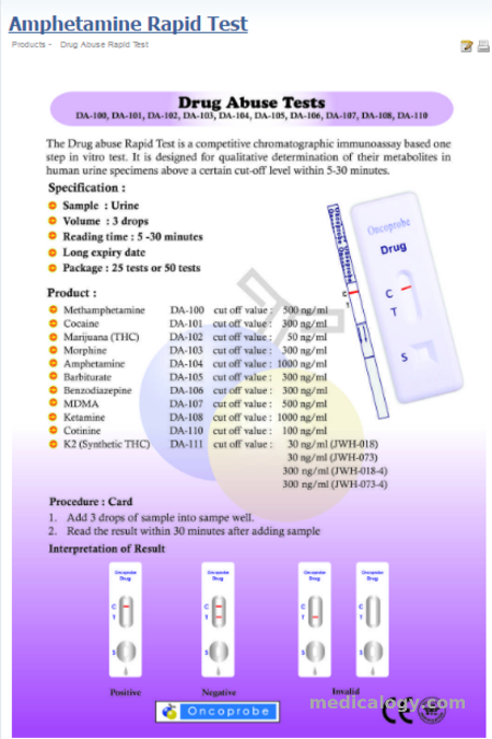 jual Oncoprobe Rapid Test AMP (Amphethamine) 25 Strip/Box