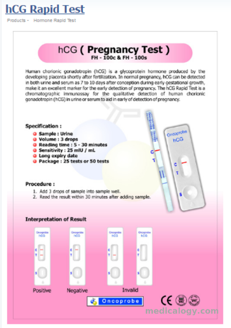 jual Oncoprobe Rapid Test HCG 25 Strip/Box