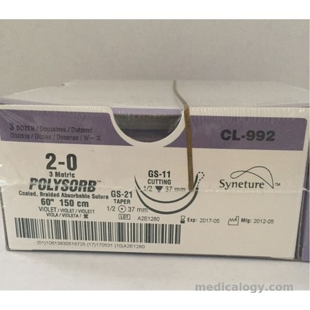 harga Polysorb 2-0 Violet 135 cm Reverse Cutting 1/2 Circle 37 mm (Obgyn/Episiotomy)