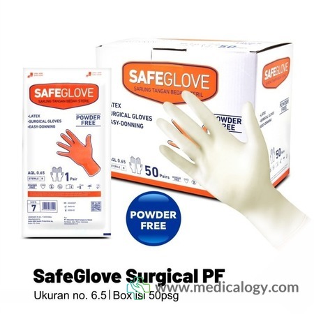 harga Sarung Tangan Steril Safeglove Surgical Powder Free Box Isi 50 Pasang - 6.5