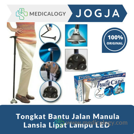 harga TRUSTY CANE Alat Tongkat Bantu Jalan Manula Lansia Lipat Lampu LED